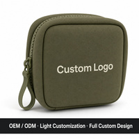 Sac de maquillage mini imperméable en néoprène vert olive, avec fermeture éclair et poignée latérale, personnalisable avec logo, pour voyage et articles de toilette, vente en gros OEM ODM