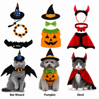 Conjunto de Disfraces de Halloween para Mascotas al por Mayor, Traje de Cosplay para Perros y Gatos, Sombrero de Bruja, Capa, Suministro Directo, Bajo MOQ