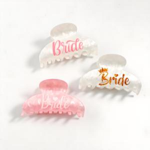 Fermaglio per capelli in acetato da <span class=keywords><strong>sposa</strong></span> rosa da <span class=keywords><strong>sposa</strong></span> con artigli acrilici Clip per matrimonio da donna - Product Image 2