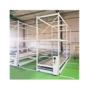 Rack de cultivo vertical móvel para plantio de inundação, sistema de mesa de cultivo agrícola por atacado, rack de cultivo de camada dupla com bandeja de drenagem em ABS