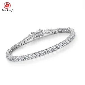 Redleaf Jewelry customize 925 Silver charms chain with gold plated for women moissanite chain bracelet