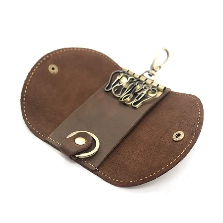 Genuine leather key wallet car key holder wallets for USA & UK & EU handcrafted vintage crazy horse pocket key organizer leather