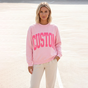Sweat-shirt réversible personnalisé OEM pour <span class=keywords><strong>femme</strong></span>, pull-over de printemps de haute qualité avec motif à pois brodé, col montant, coupe oversize - Product Image 5
