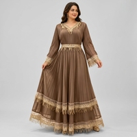 Prix de Gros Direct Usine – Nouvelle Robe Plissée Élégante Grande Taille pour Femme, Coupe Trapèze, avec Dentelle Superposée et Taille Haute – Collection Automne 2026