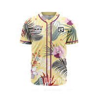 Maillot de baseball personnalisé à fleurs, chemise hawaïenne boutonnée, respirante, séchage rapide, nom et numéro brodés pour hommes/femmes/garçons