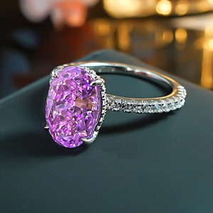 Cắt màu tím <span class=keywords><strong>Lithium</strong></span> rạng rỡ Zircon so sánh với đá hoa lớn hình bầu dục Zircon sang trọng thời trang mở Vòng trang sức bên - Product Image 4