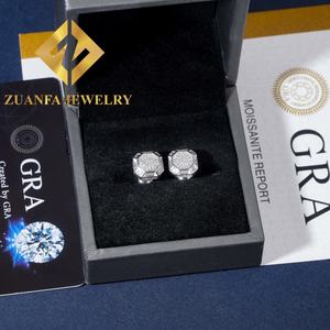 ต่างหูแฟชั่นเครื่องประดับ925เงินสเตอร์ลิง VVS moissanite ต่างหูจี้หลายเหลี่ยมตุ้มหูฮิปฮอปเครื่องประดับ usex - Product Image 3