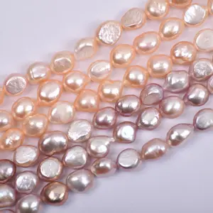 Large grain rare pink purple Baroque two-sided light special-shaped straight hole 11-12mm natural freshwater pearl