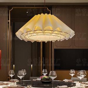 Lampe suspendue en tissu de style chinois, ronde, blanche, E27 LED, protection des yeux, pour restaurant, hôtel, décoration Zen - Product Image 4