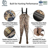Cuissardes de pêche à la mouche et de chasse au canard unisexe en nylon imperméable enduit de PVC, motif camouflage, avec bottes intégrées et coutures thermosoudées