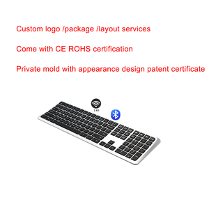 Teclado inalámbrico ergonómico de tamaño completo de modo dual, teclado <span class=keywords><strong>Bluetooth</strong></span> recargable de diseño curvo con teclado numérico para escritorio - Product Image 4
