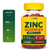 Fabrication sur mesure de suppléments en gommes de zinc à marque privée OEM ODM, soutien immunitaire et antioxydant, fabrication par contrat, 30 mg par portion