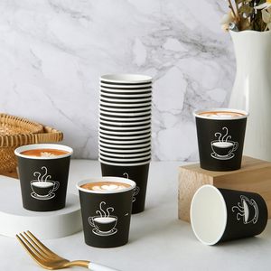 Vaso de Papel Kraft de Doble Pared de 8oz, Color Negro, con Tapa, Estampado en Caliente con Relieve y Lámina Dorada para Café - Product Image 5