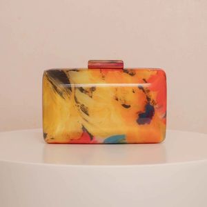 Padrão De Mármore Amarelo Fecho Hand Bags Mulheres Ombro Messenger Purse Feminino Evening Party Travel Girl Lady Acrílico Box Embreagens - Product Image 1