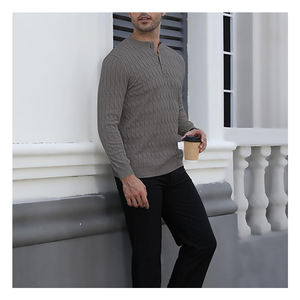 Venta al por mayor personalizado nuevo color sólido suéteres de los hombres de manga larga medio cuello alto con cremallera de punto suéteres Casuales - Product Image 2