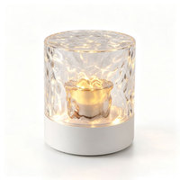 Lampe d'ambiance à effet d'ondulation d'eau 5V 5W, veilleuse à projection de flamme dynamique, lampe de table ABS à 3 couleurs changeantes pour chambre, bar, voiture