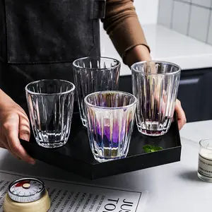 Basics martelé Texture jus tasse en verre Transparent Vintage thé verres à boire