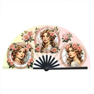 Éventail portable classique en satin de bambou Oxford de 33 cm avec impression de logo personnalisé pour les fêtes du Nouvel An, grand format 13 pouces imprimé - Product Image 1