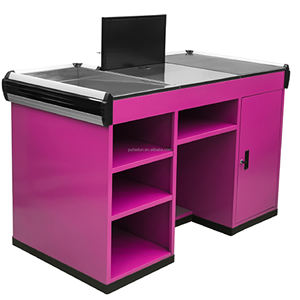 カスタマイズ可能なスーパーマーケットPOSキャッシュテーブルチェックデスクビルカウンターチェックアウトカウンターステンレス鋼金属レジスター - Product Image 2