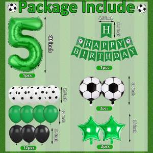 Globo Verde Número 5 <span class=keywords><strong>de</strong></span> 40 Pulgadas, Pancarta <span class=keywords><strong>de</strong></span> Feliz Cumpleaños, Globos <span class=keywords><strong>de</strong></span> Fútbol <span class=keywords><strong>para</strong></span> Decoración <span class=keywords><strong>de</strong></span> Fiesta Temática <span class=keywords><strong>de</strong></span> Fútbol Número 5 - Product Image 2