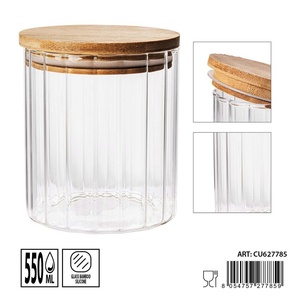 Barattolo di vetro con coperchio di bambù 550 ml-conservazione delle spezie (9x10 cm) - Product Image 1
