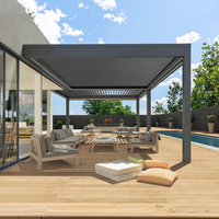 Pergola bioclimatique électrique moderne de haute qualité, imperméable, en aluminium, pour jardin extérieur, pavillon à lames orientables, pression naturelle