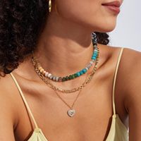 Collier coloré en perles d'abaque pour femmes et hommes, style bohème, ras-de-cou de plage, fermoir en or 18 carats, collier en pierre précieuse Amazonite de guérison