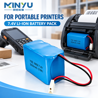 MINYU OEM 7.4V 5000mAh 37Wh 18650 Paket Baterai Li Ion Isi Ulang dengan Konektor 2 Pin untuk Lampu LED Speaker Printer Robot