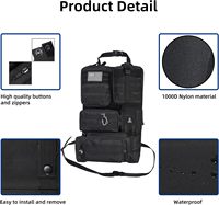Organisateur de siège arrière de voiture tactique en nylon Oxford rouge/noir durable, 5 pochettes Molle détachables, 8-11 compartiments, 107x52cm, marque OEM