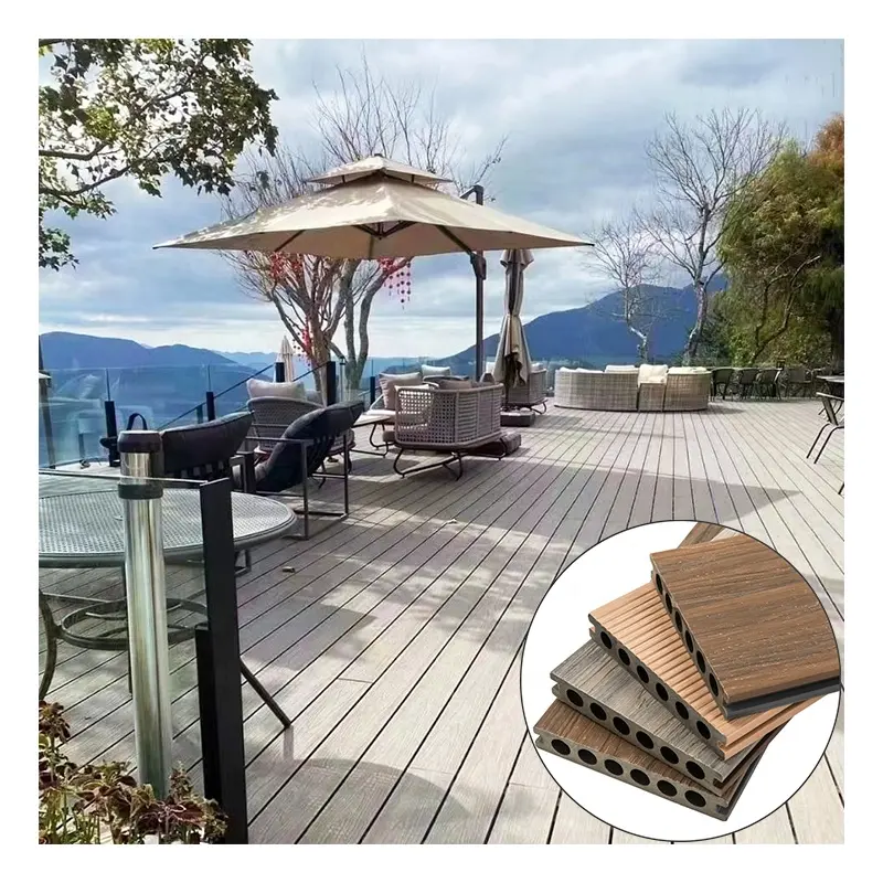 Longue terrasse extérieure de haute qualité en bois composite plastique imperméable Wpc Decking pour projet de construction