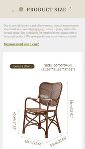 Chaise longue en rotin écologique personnalisable, chaise de salle à manger en rotin, style français, mobilier d'intérieur pour restaurant, café, balcon - Product Image 5