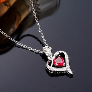 Collana con ciondolo a forma di cuore di rosa per donna, elegante catena per clavicola, gioiello alla moda, idea regalo - Product Image 4
