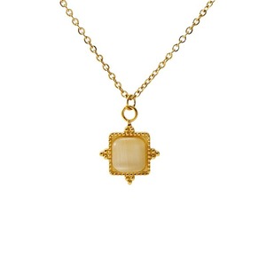 Zogxin Natural Stone Pendant Necklace 18K Gold Plated Geometric Clavicle Chain For Women Everyday Wear - Product Image 5