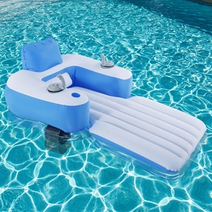 Chaise longue <span class=keywords><strong>gonflable</strong></span> motorisée de luxe personnalisée en PVC <span class=keywords><strong>pour</strong></span> <span class=keywords><strong>piscine</strong></span>, tapis flottant 1 personne, chaise de <span class=keywords><strong>piscine</strong></span>, équipement de divertissement aquatique - Product Image 1