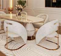 Chaise de salle à manger haut de gamme en velours à dossier haut, mobilier de maison tendance, chaises de salle à manger de villa à pieds en cristal