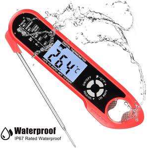 เทอร์โมมิเตอร์วัดอุณหภูมิเนื้อสัตว์, เทอร์โมมิเตอร์วัดอุณหภูมิอาหารแบบดิจิตอล 2 in 1 พร้อมหัววัดคู่ ใช้กับเตาอบได้ มีไฟแสดงผลและเสียงเตือน สำหรับทำอาหารในครัวและย่าง - Product Image 5