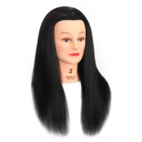 Tête de mannequin d'entraînement pour coiffure avec cheveux humains 100% naturels de 16 pouces, pouvant être permanentés et décolorés pour la pratique en salon