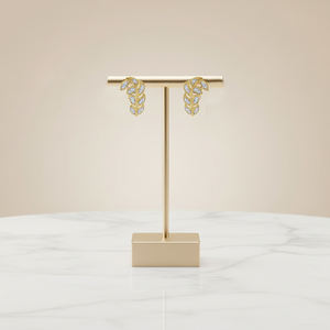 Nouveauté, bijoux fins tendance, design vintage en forme de feuille, véritable or jaune massif 18 carats, véritable diamant naturel, boucles d'oreilles à clous pour femme - Product Image 5