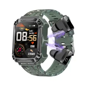 Jam tangan pintar 2 dalam 1 baterai 1.96 inci 400mAh dengan earbud dan tidak ada kartu sim 2024 jam tangan pintar berwarna dengan earbud