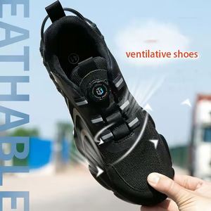 รองเท้าเซฟตี้ผู้ชายแบบผูกเชือกสำหรับฤดูหนาว ป้องกันการลื่น ป้องกันการกระแทก ระบายอากาศได้ดี พร้อมกระดุมและวัสดุที่ทนทาน - Product Image 5