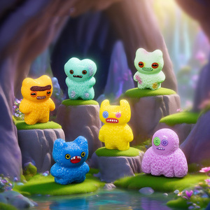Mini figurines de monstres mignons en résine pour micro-paysages, jardins féeriques, décorations artisanales et ornements de bureau miniatures - Product Image 1