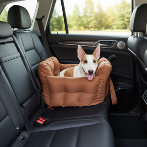 Siège de voiture portable pour animaux de compagnie, siège surélevé pour chien et chat avec housse amovible et lavable, ceinture de sécurité pour les voyages en plein air, utilisable en toutes saisons - Product Image 1