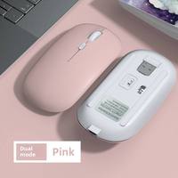 Mouse Komputer Sensor Optik 4 Tombol Nirkabel 2.4G/BT Ergonomis Dapat Diisi Ulang USB untuk Gaming, Mac, Laptop, Windows