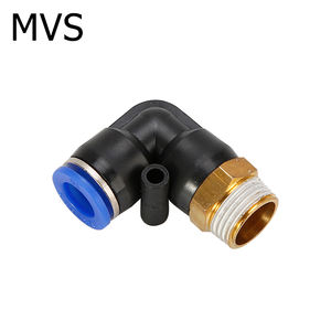 Conector de Tubería de Aire Serie <span class=keywords><strong>PL</strong></span>, Rosca Externa, Codo de 90 Grados, Conector Neumático con Anillo de Liberación Circular - Product Image 1