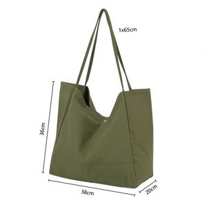 Sac fourre-tout en toile de couleur unie de 16 oz avec poche intérieure, réutilisable, écologique, style féminin, étiquette OEM - Product Image 2