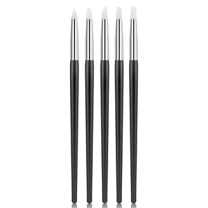 5 Pz/set Nail Art Carving Nero della Penna Del Silicone Pennelli In Silicone Testa Del Chiodo Strumento di Manicure di Arte Pittura di Gomma Della Penna - Product Image 2
