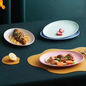 Экологически чистые небьющиеся пластиковые обеденные тарелки из пшеничного волокна овальное блюдо с растительным рисунком для ресторана и вечеринки - Product Image 5