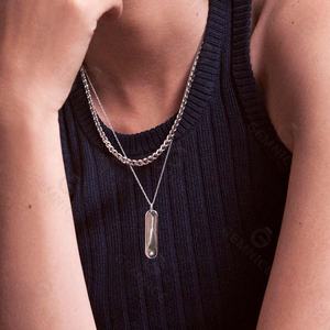 Collana Gemnel Bestseller con <span class=keywords><strong>Nome</strong></span> Personalizzato, Collana Hip-hop da Uomo con Zirconi, Ciondolo a Barra Placcato Oro in Argento 925 - Product Image 3