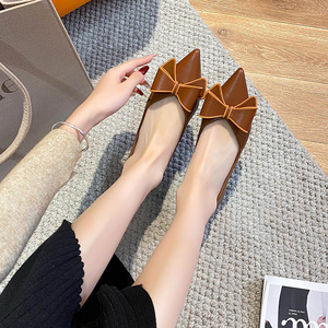 2026 New Summer Autumn Solid High Quality Elegant <b>Flat</b> Bow Tie Fashion Shoes Women Slip-On <b>Pointed</b> <b>Toe</b> Design PU Insole Rubber - Product Image 6
