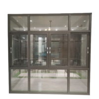 Puerta y Ventanas de Aluminio con Acabado en Color Negro, Ventana Corrediza Antihuracán y Ventana Abatible de Aluminio para Diseño de Hogar